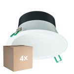 Confezione Multipack 4x Philips Downlight LED Coreline DN142B Aluminium Bianca 11W 1200lm 60D - 830 Luce Calda -  | Ritaglio 155mm - IP20 - Bianca Riflettore