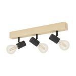 Eglo Luce da soffitto Townshend 3 Legna Acciaio Nero | IP20 - Adatto per 3x E27 